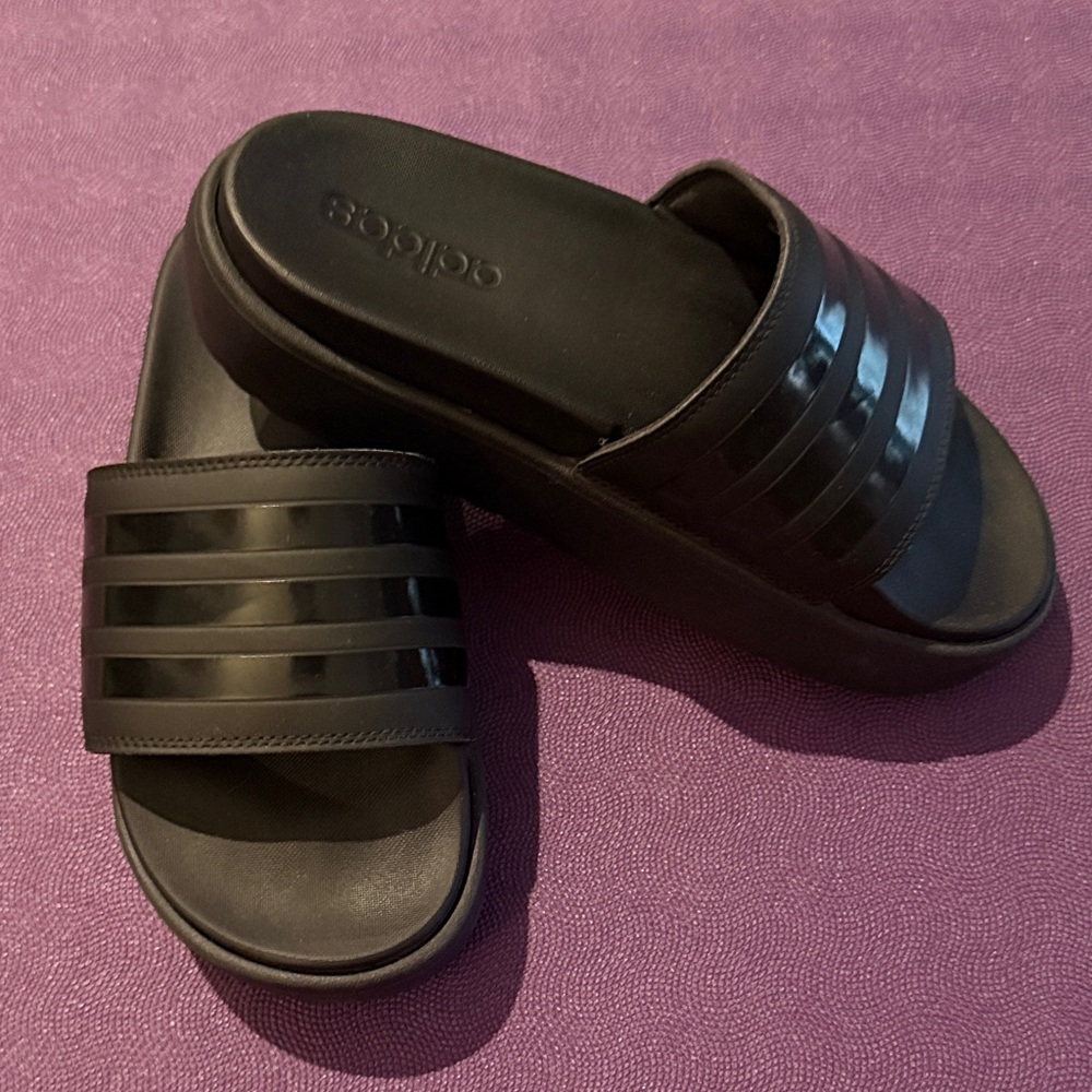 adidas Black Platform Slide Sandals